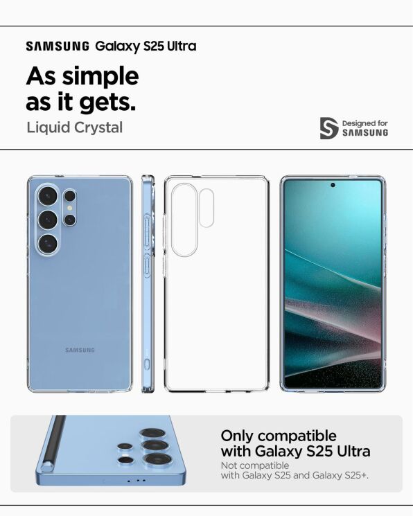 Защитный чехол Spigen (SGP) Liquid Crystal для Samsung Galaxy S25 Ultra (S938) ACS08948 - Crystal Clear: фото 9 из 14
