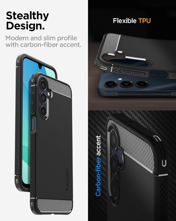 Защитный чехол Spigen (SGP) Rugged Armor для Samsung Galaxy A16 (A165) ACS08891 - Black: фото 11 из 15