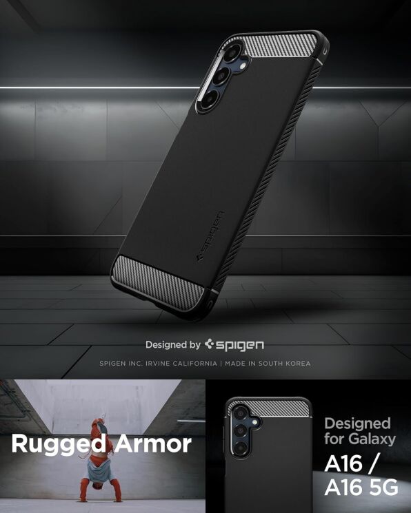 Защитный чехол Spigen (SGP) Rugged Armor для Samsung Galaxy A16 (A165) ACS08891 - Black: фото 10 из 15