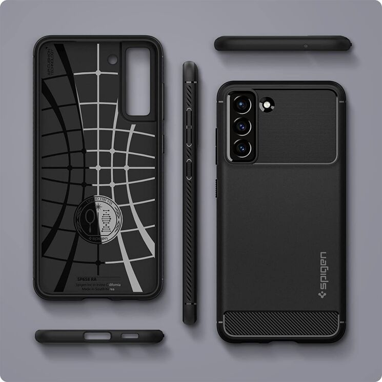 Защитный чехол Spigen (SGP) Rugged Armor для Samsung Galaxy S21 FE (G990) - Matte Black: фото 17 из 18