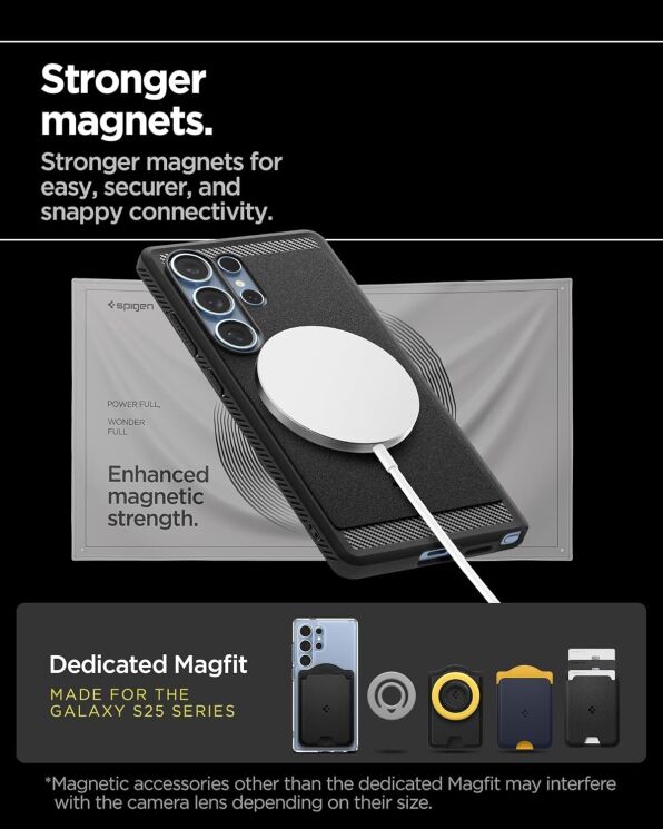 Защитный чехол Spigen (SGP) Rugged Armor (MagFit) для Samsung Galaxy S25 Ultra (S938) ACS08951 - Black: фото 18 из 20