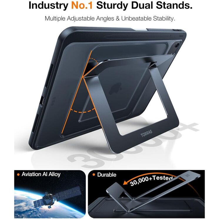 Защитный чехол TORRAS Duo Series для Apple iPad Air 11 M3/M2 (2025/2024) / Air 4 / 5 10.9 (2020/2022) - Black: фото 2 из 7