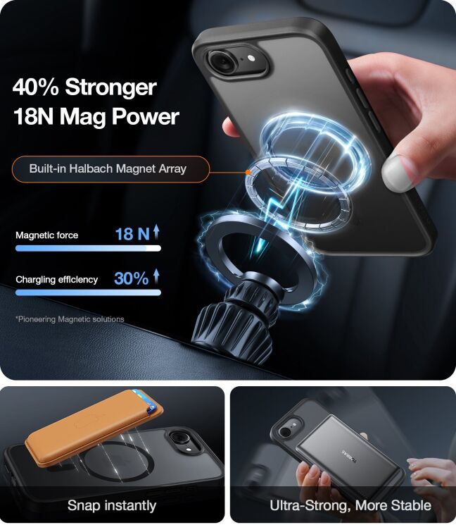 Захисний чохол TORRAS Guardian-Mag (with MagSafe) для iPhone 17e / 16e - Black: фото 5 з 7