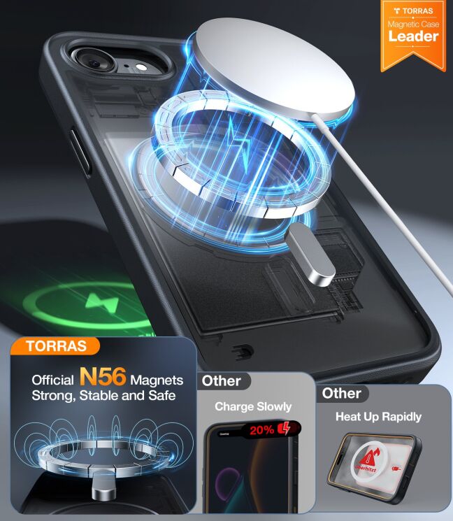 Захисний чохол TORRAS Guardian-Mag (with MagSafe) для iPhone 17e / 16e - Black: фото 4 з 7