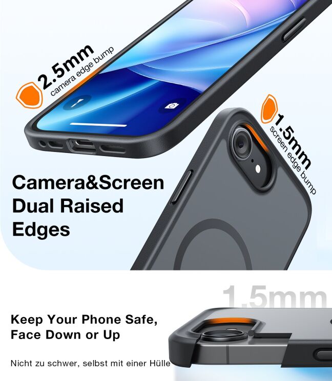 Захисний чохол TORRAS Guardian-Mag (with MagSafe) для iPhone 17e / 16e - Black: фото 3 з 7