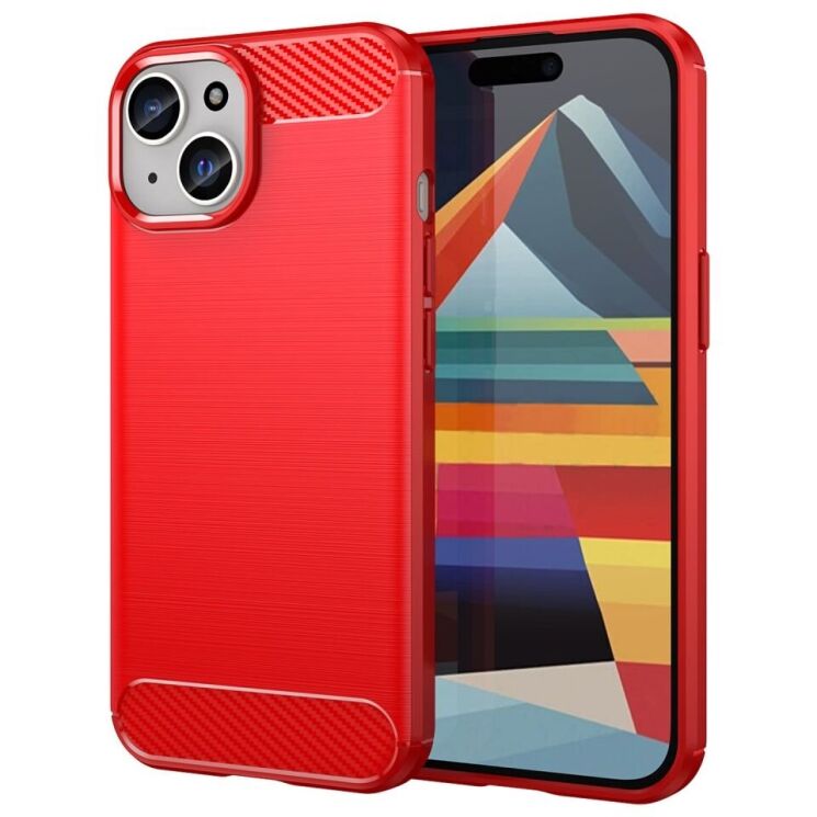 Защитный чехол UniCase Carbon для Apple iPhone 15 - Red: фото 1 из 8