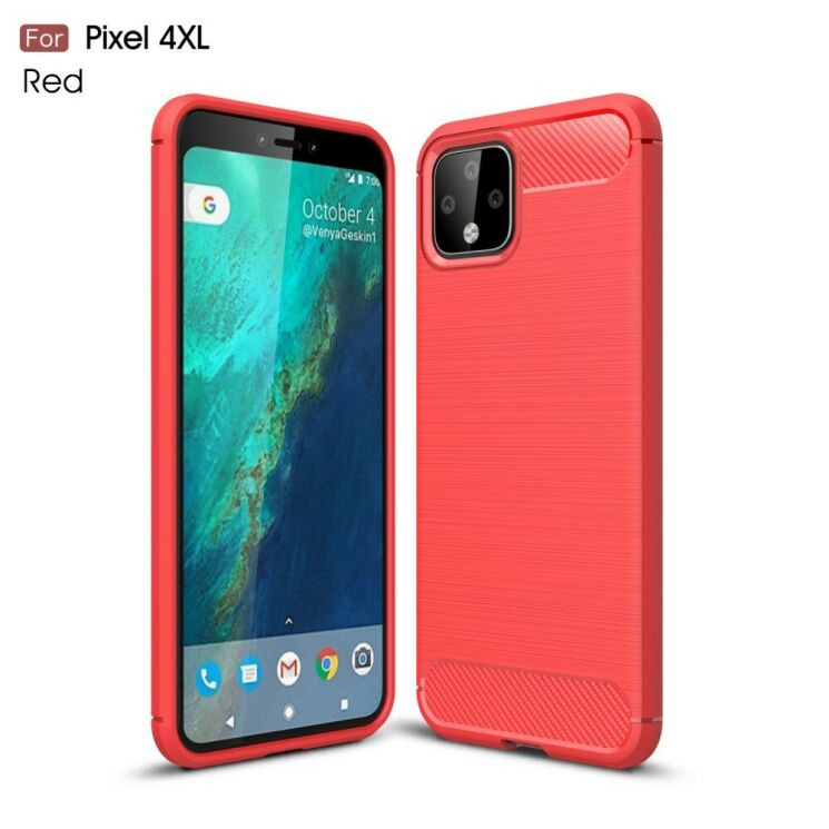 Силиконовый (TPU) чехол UniCase Carbon для Google Pixel 4 XL - Red: фото 1 из 11
