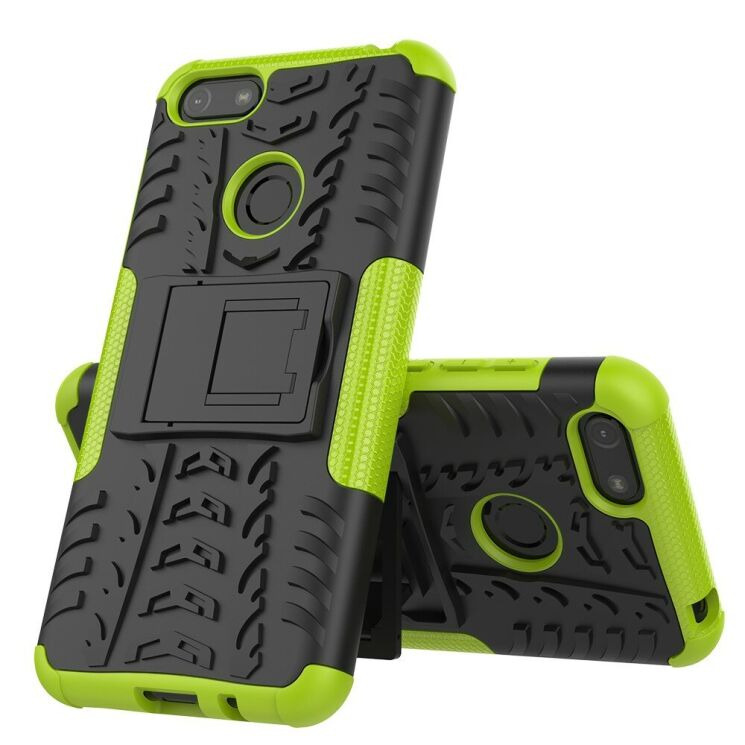 Противоударный чехол UniCase Hybrid X для Motorola Moto E6 Play (XT2029) - Black / Green: фото 7 из 8