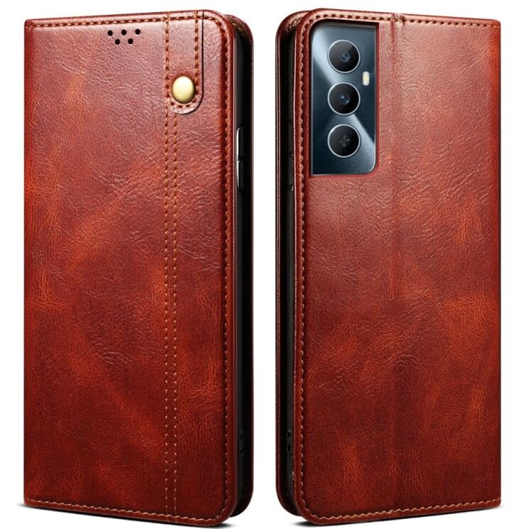 Защитный чехол UniCase Leather Wallet для Realme C65 - Brown: фото 1 из 7