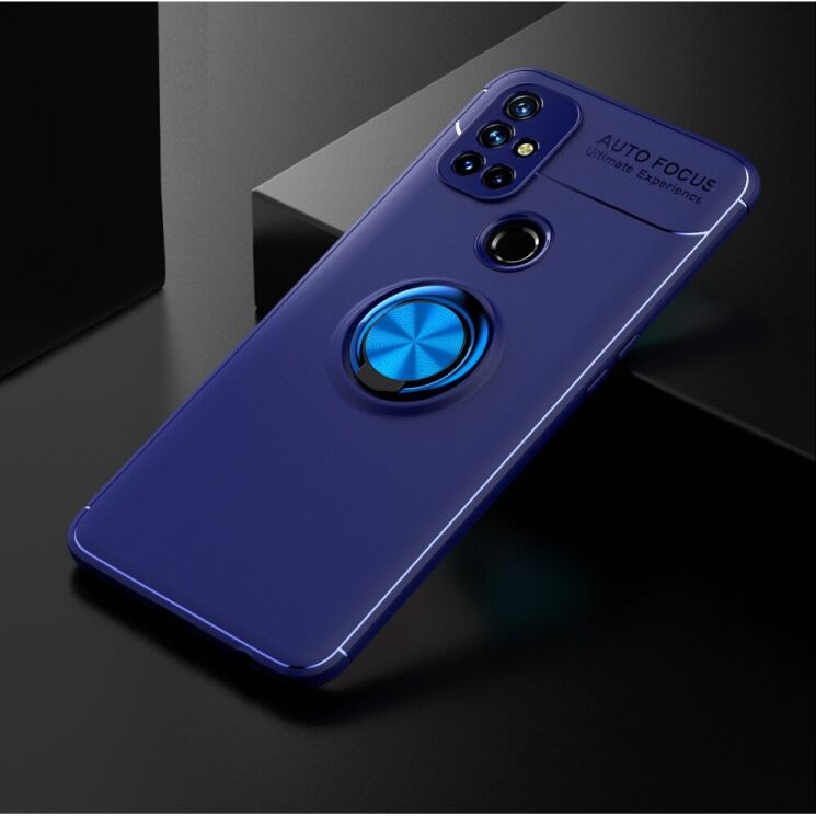 Чехол с магнитным кольцом UniCase Magnetic Ring для OnePlus Nord N10 - Dark Blue: фото 2 из 10
