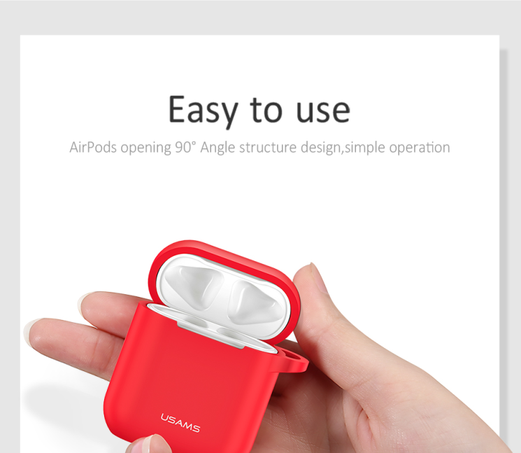 Защитный чехол USAMS Silicone Case для Apple AirPods 1 / 2 - Black: фото 7 из 16