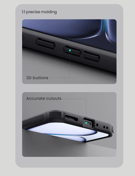 Захисний (PC+TPU) чохол NILLKIN Frosted Shield Pro для OnePlus 15R / Ace 6 / Ace 6T - Black: фото 15 з 17