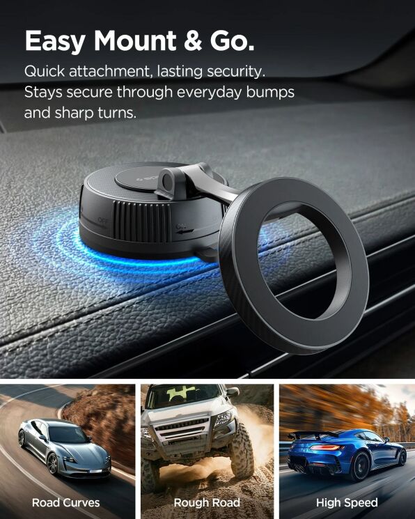 Автомобільний тримач Spigen Magnetic Car Mount MFT36 (ACP11172) - Black: фото 12 з 12