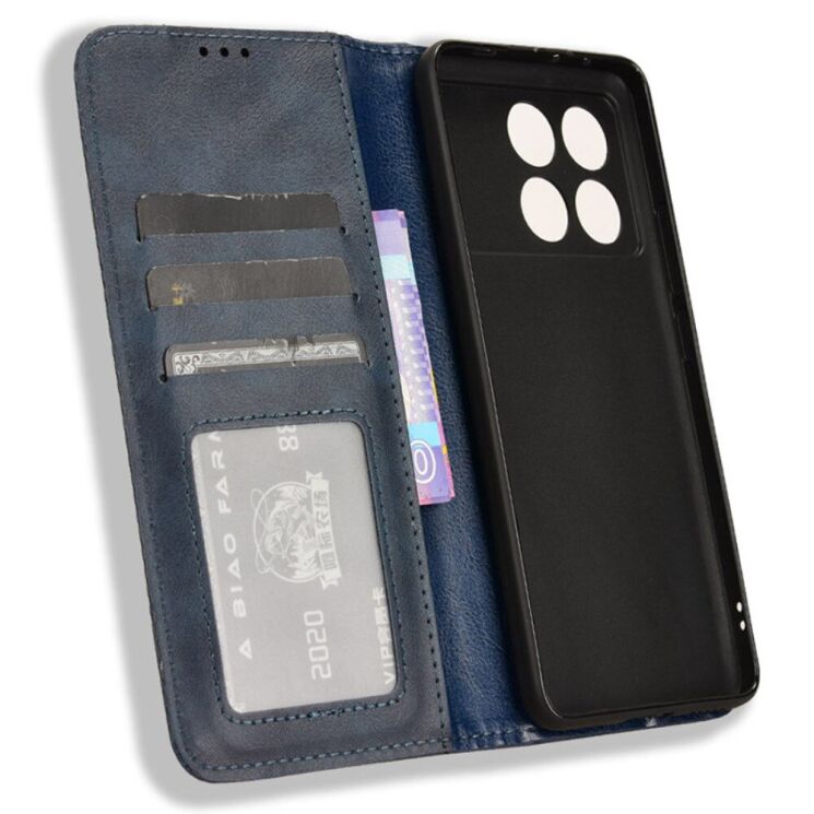 Чехол Deexe Retro Style для Xiaomi Poco F6 Pro - Blue: фото 4 из 7