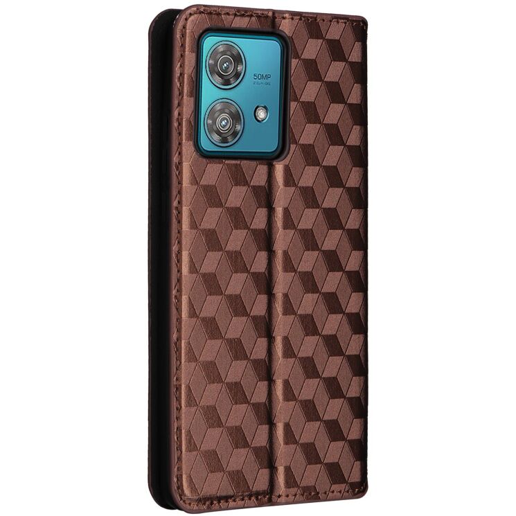 Чохол Deexe Rhombus Book для Motorola Edge 40 Neo - Brown: фото 6 з 6