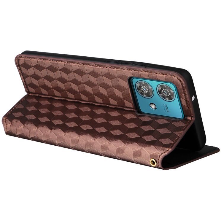 Чохол Deexe Rhombus Book для Motorola Edge 40 Neo - Brown: фото 4 з 6