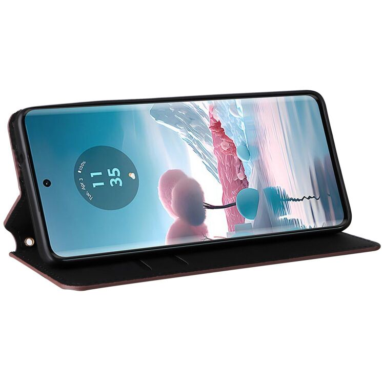 Чохол Deexe Rhombus Book для Motorola Edge 40 Neo - Brown: фото 3 з 6