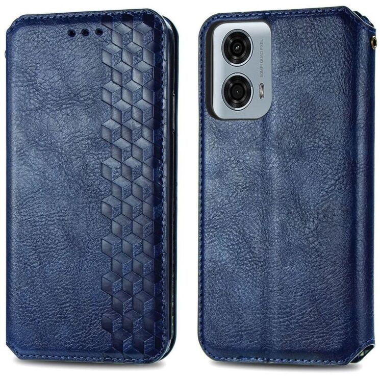 Чехол Deexe Rhombus Wallet для Motorola Moto G24 Power - Blue: фото 1 из 6