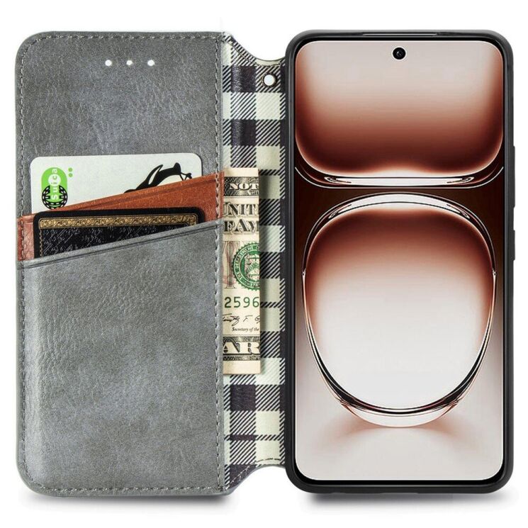 Чехол Deexe Rhombus Wallet для OPPO A3x / A3 / A40m - Grey: фото 2 из 9