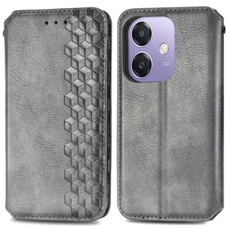 Чехол Deexe Rhombus Wallet для OPPO A3x / A3 / A40m - Grey: фото 1 из 9