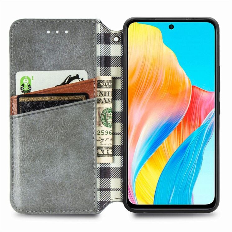 Чехол Deexe Rhombus Wallet для OPPO A98 - Grey: фото 2 из 6