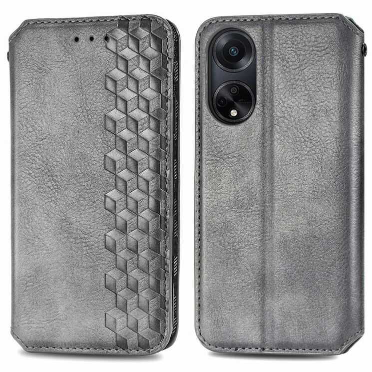 Чехол Deexe Rhombus Wallet для OPPO A98 - Grey: фото 1 из 6