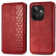 Чехол Deexe Rhombus Wallet для Realme GT 6 - Red (357810R)