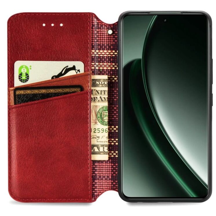 Чехол Deexe Rhombus Wallet для Realme GT 6 - Red: фото 2 из 7