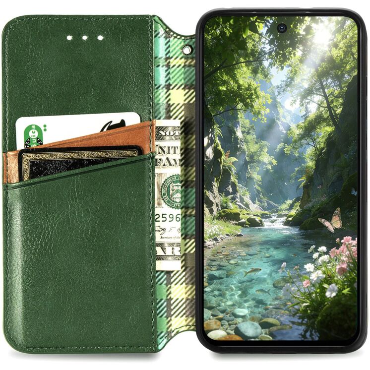 Чехол Deexe Rhombus Wallet для Xiaomi Poco X8 Pro - Green: фото 2 из 10