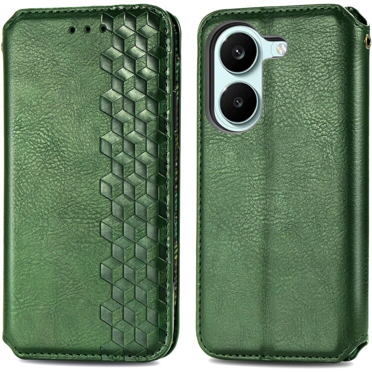 Чехол Deexe Rhombus Wallet для Xiaomi Poco X8 Pro - Green: фото 1 из 10