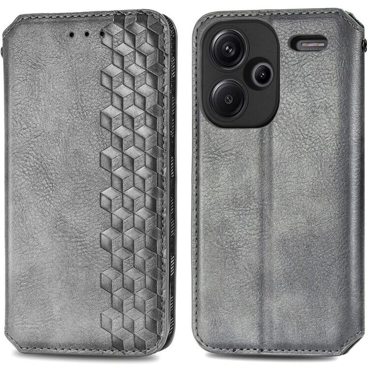Чехол Deexe Rhombus Wallet для Xiaomi Redmi Note 13 Pro+ - Grey: фото 1 из 6