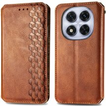 Чехол Deexe Rhombus Wallet для Xiaomi Redmi Note 15 Pro Plus / Poco M8 Pro 5G - Brown: фото 1 из 6