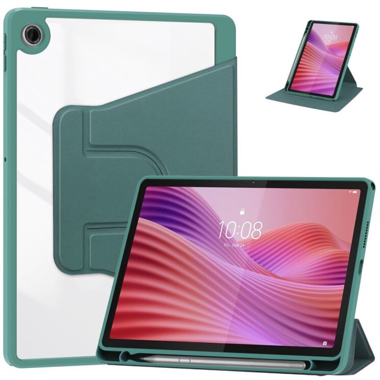 Чехол Deexe Rotary Case для Lenovo Tab (TB311) - Blackish Green: фото 1 из 7