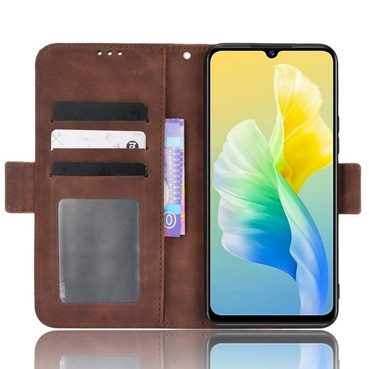Чехол-книжка с кармашками Deexe Wallet Stand для VIVO V23e - Brown: фото 6 из 8