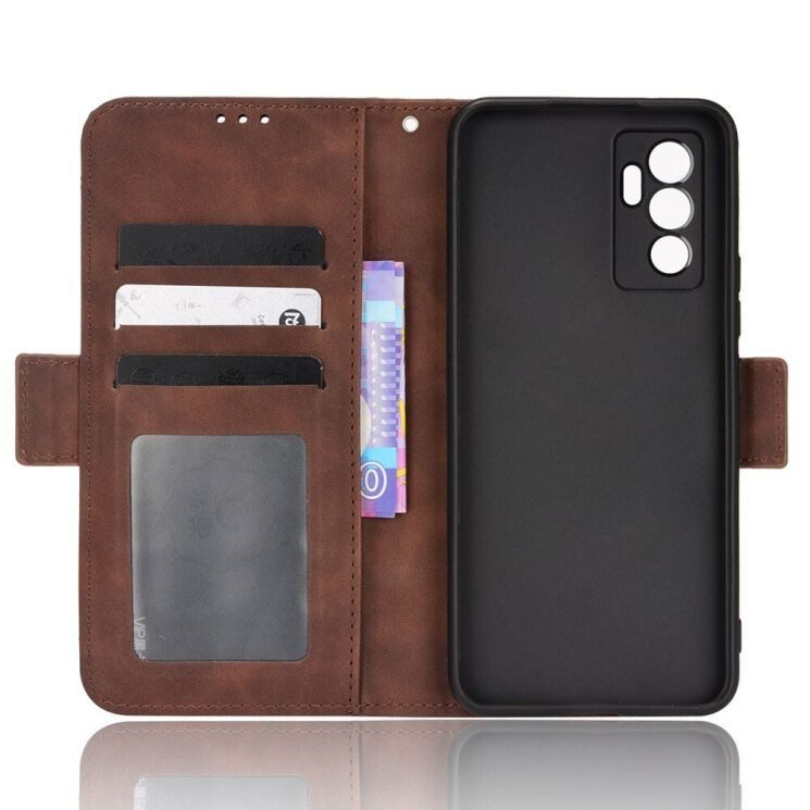 Чехол-книжка с кармашками Deexe Wallet Stand для VIVO V23e - Brown: фото 5 из 8
