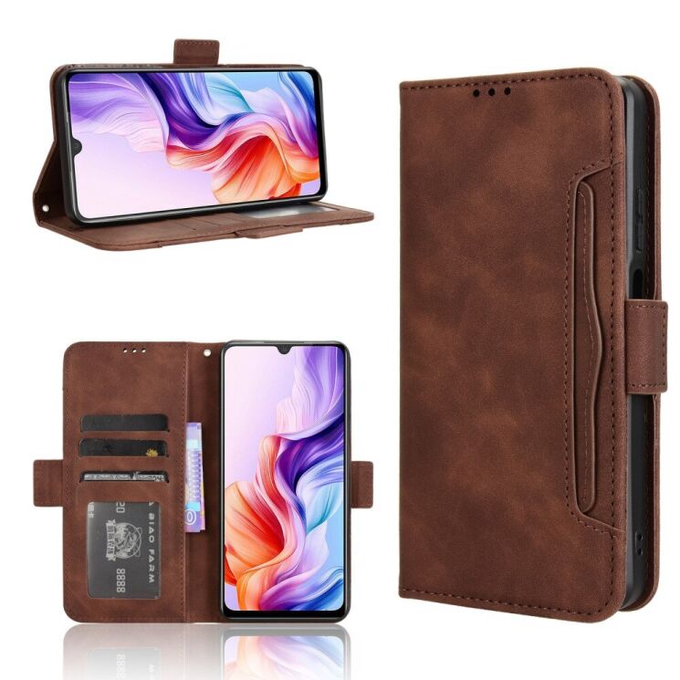 Чехол Deexe Wallet Stand для ZTE Nubia V70 Max - Brown: фото 1 из 15