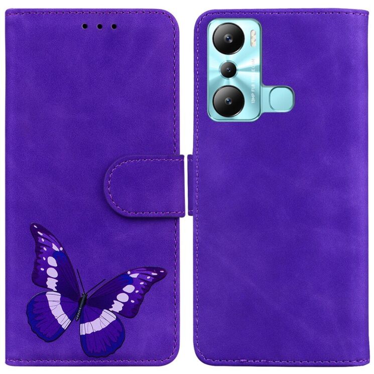 Чехол-книжка Deexe Butterfly Pattern для Infinix Hot 20i (X665E) - Purple: фото 1 из 8