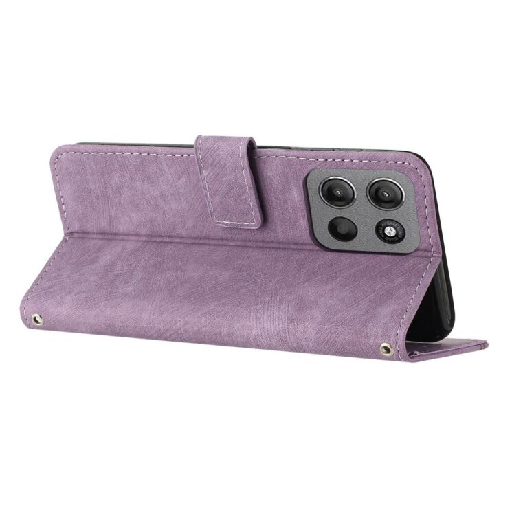 Чехол-книжка Deexe Lines Series для Motorola Moto G15 - Purple: фото 3 из 11
