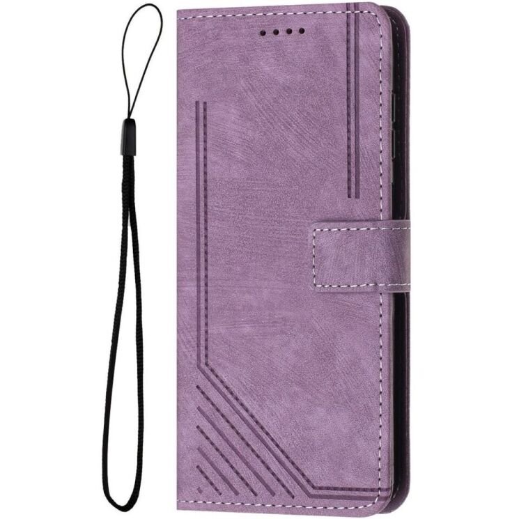 Чехол-книжка Deexe Lines Series для Motorola Moto G15 - Purple: фото 4 из 11