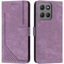 Чехол-книжка Deexe Lines Series для Motorola Moto G15 - Purple: фото 1 из 11