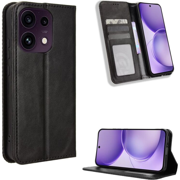 Чехол-книжка Deexe Retro Style для OPPO Reno 16 F/FS - Black (413402B) Чехол-книжка Deexe Retro Style для OPPO Reno 16 F/FS - Black: фото 2 из 17