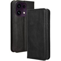 Чехол-книжка Deexe Retro Style для OPPO Reno 16 F/FS - Black: фото 1 из 17