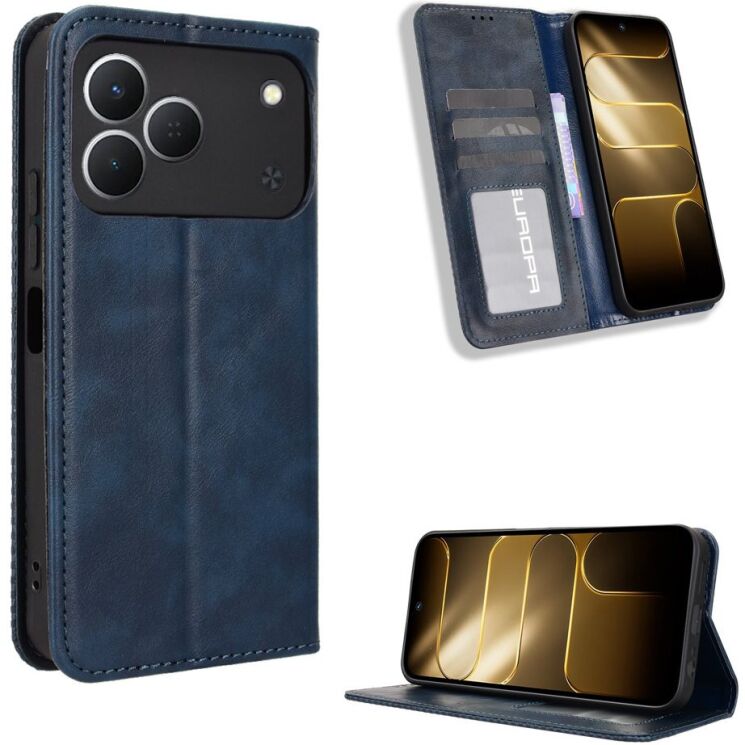 Чехол-книжка Deexe Retro Style для TECNO Spark 50 - Blue: фото 2 из 19