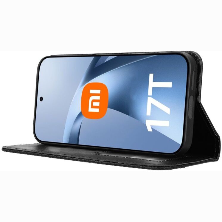 Чохол-книжка Deexe Retro Style для Xiaomi 17T Pro - Black: фото 7 з 18