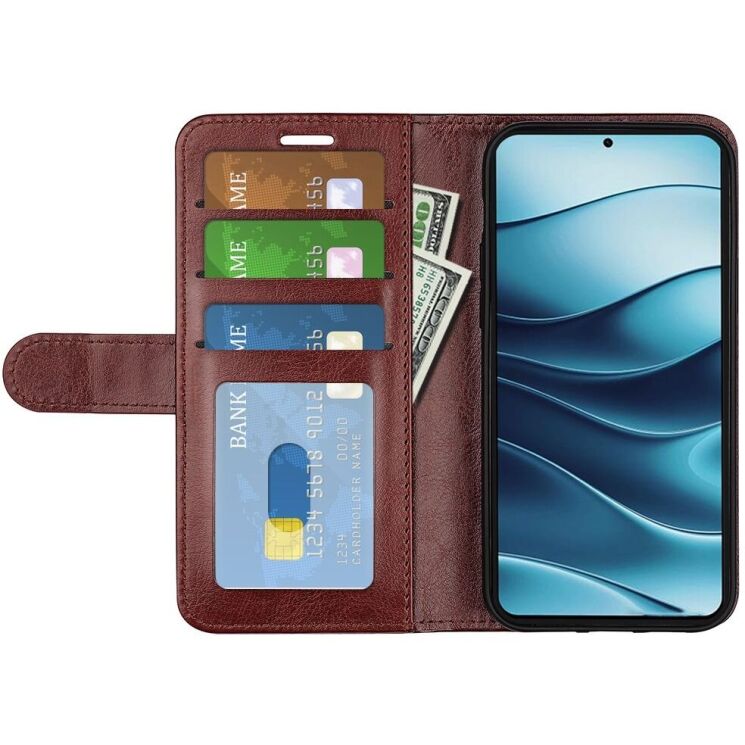 Чехол-книжка Deexe Wallet Style для Xiaomi Redmi Note 14 5G - Brown: фото 2 из 9