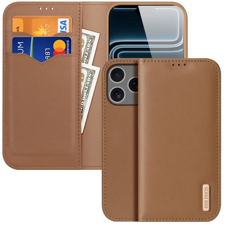 Чохол-книжка Dux Ducis Hivo Series для iPhone 18 Pro Max - Brown: фото 1 з 8