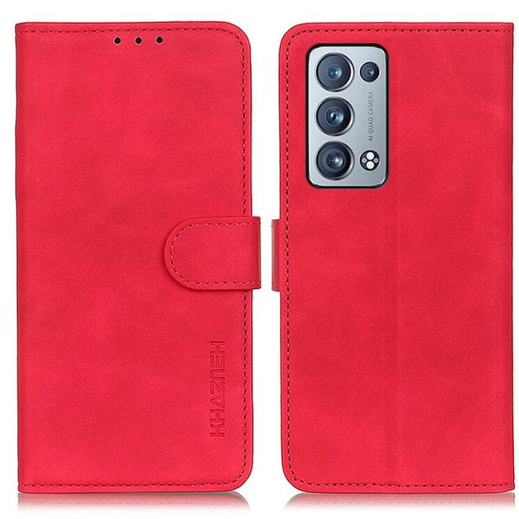Чехол-книжка с застежкой KHAZNEH Retro Wallet для OPPO Reno 6 Pro / 6 Pro Plus - Red: фото 2 из 12