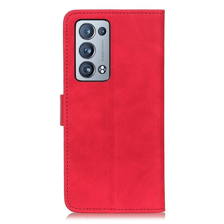 Чехол-книжка с застежкой KHAZNEH Retro Wallet для OPPO Reno 6 Pro / 6 Pro Plus - Red: фото 4 из 12