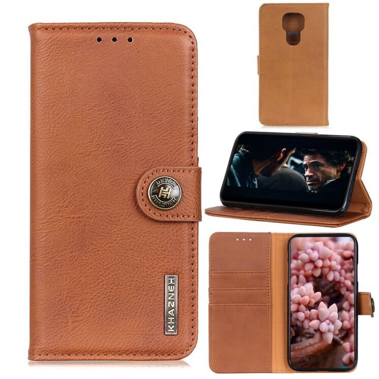 Чехол-книжка KHAZNEH Wallet Cover для Motorola Moto G9 Play / Moto E7 Plus - Brown: фото 1 из 11
