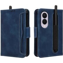 Чехол-книжка с карманами Deexe Wallet Stand (Pencil Slot) для Samsung Galaxy Fold 8 - Blue: фото 1 из 6